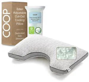 Eden Cut-Out Bed Pillow for Side Sleepers, Queen Size, Adjustable Medium Soft Memory Foam Cooling Pillow with Ergonomic Shoulder Cut-Out, CertiPUR-US/GREENGUARD Gold Eden Cut-Out Bed Pillow for Side Sleepers, Queen Size, Adjustable Medium Soft Memory Foam Cooling Pillow with Ergonomic Shoulder Cut-Out, CertiPUR-US/GREENGUARD Gold
