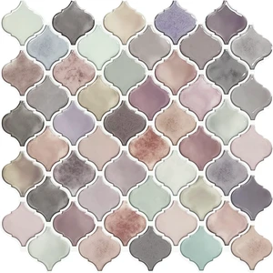 10 Sheets Pink Arabesque Peel and Stick Backsplash Tiles, 12" x 12" Thick 22.5mm Self Adhesive Mosaic Wall Tiles, Waterproof Heat Resistant StickOn Panels for Kitchen Bathroom Fireplace 10 Sheets Pink Arabesque Peel and Stick Backsplash Tiles, 12" x 12" Thick 22.5mm Self Adhesive Mosaic Wall Tiles, Waterproof Heat Resistant StickOn Panels for Kitchen Bathroom Fireplace