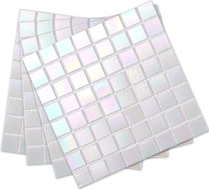 40 Sheets 6.6" x 6.6" Rainbow White Glass Mosaic Peel and Stick Backsplash Tiles, Quartz Glass Self Adhesive Wall Tiles, Waterproof StickOn Panels for Kitchen Bathroom Laundry RV Fireplace 40 Sheets 6.6" x 6.6" Rainbow White Glass Mosaic Peel and Stick Backsplash Tiles, Quartz Glass Self Adhesive Wall Tiles, Waterproof StickOn Panels for Kitchen Bathroom Laundry RV Fireplace