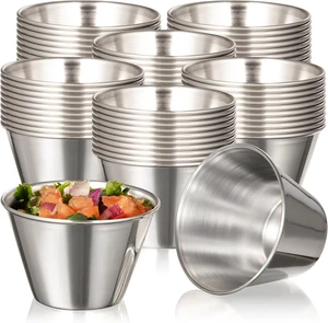 Stainless Steel Reusable Sauce Cups, Rust Resistant Stackable Mini Condiment Ramekins, Smooth Round Edge Dipping Bowls, Dishwasher Safe Metal Serving Cups for Home Restaurant BBQ Stainless Steel Reusable Sauce Cups, Rust Resistant Stackable Mini Condiment Ramekins, Smooth Round Edge Dipping Bowls, Dishwasher Safe Metal Serving Cups for Home Restaurant BBQ