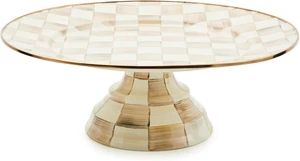 8 Inch Round Enameled Steel Pedestal Serving Platter Hand Painted Mocha Check Pattern Stackable Mini Cake Stand for Dessert Display and Tabletop Serving 8 Inch Round Enameled Steel Pedestal Serving Platter Hand Painted Mocha Check Pattern Stackable Mini Cake Stand for Dessert Display and Tabletop Serving