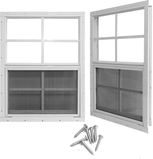 14" x 21" White Sliding Shed Windows, Tempered Glass & Fiberglass Screen, 2 Pack Waterproof Insect Proof Replacement Windows for Garage, Barn, Chicken Coop, Playhouse 14" x 21" White Sliding Shed Windows, Tempered Glass & Fiberglass Screen, 2 Pack Waterproof Insect Proof Replacement Windows for Garage, Barn, Chicken Coop, Playhouse