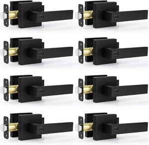 8 Pack Matte Black Privacy Door Levers Heavy Duty Keyless Interior Door Handles with Lock Quiet Square Hardware for Bedroom Bathroom Standard Doors 8 Pack Matte Black Privacy Door Levers Heavy Duty Keyless Interior Door Handles with Lock Quiet Square Hardware for Bedroom Bathroom Standard Doors
