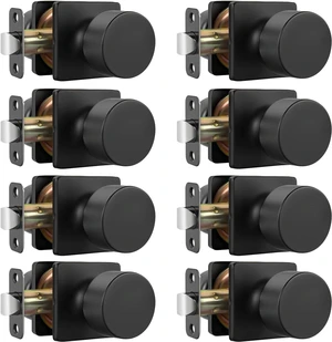 8 Pack Matte Black Passage Door Knobs NonLocking Interior Round Hardware for Closet Hallway Fits 13/8" to 13/4" Thick Doors 8 Pack Matte Black Passage Door Knobs NonLocking Interior Round Hardware for Closet Hallway Fits 13/8" to 13/4" Thick Doors