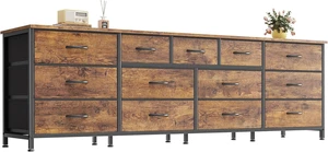 70 Inch Long Dresser for Bedroom, TV Stand for 65 75 80 Inch TV, 13 Large Fabric Drawers, Rustic Brown Entertainment Center with Storage, Wide Chest of Drawers 70 Inch Long Dresser for Bedroom, TV Stand for 65 75 80 Inch TV, 13 Large Fabric Drawers, Rustic Brown Entertainment Center with Storage, Wide Chest of Drawers
