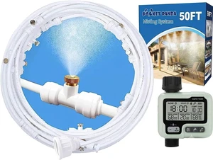 Misters for Outside Patio,White Misting System for Cooling Outdoor,50Ft|15M | Mist Hose DIY Kit w Timer for Porch,Canopy,Deck,Umbrella,Garden,Greenhouse,Yard,Plants Misters for Outside Patio,White Misting System for Cooling Outdoor,50Ft|15M | Mist Hose DIY Kit w Timer for Porch,Canopy,Deck,Umbrella,Garden,Greenhouse,Yard,Plants