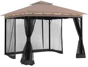 10' x 12' Gazebo Universal Replacement Mosquito Netting,Grey Outdoor Canopy Net Screen 4-Panel Sidewall Curtain, with Zippers,Mosquito NettingOnly 10' x 12' Gazebo Universal Replacement Mosquito Netting,Grey Outdoor Canopy Net Screen 4-Panel Sidewall Curtain, with Zippers,Mosquito NettingOnly