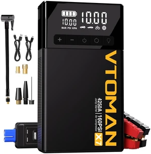 X7 Jump Starter with Air Compressor, 160PSI Auto-Off Tire Inflator | 4250A Car Battery Portable Booster Pack for up to 10L Gas & 10L Diesel, 12V Lithium Jump Box for Pickup Trucks & Suvs, QC 3.0 X7 Jump Starter with Air Compressor, 160PSI Auto-Off Tire Inflator | 4250A Car Battery Portable Booster Pack for up to 10L Gas & 10L Diesel, 12V Lithium Jump Box for Pickup Trucks & Suvs, QC 3.0
