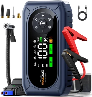 5000A Car Jump Starter with Air Compressor, 150PSI Tire Inflator | Car Battery Jumper Starter Portable (9L Gas/8L Diesel) 12V Jump Box Pack Jumper Cables, 18W Fast Charge, 800LM Light, Compact 5000A Car Jump Starter with Air Compressor, 150PSI Tire Inflator | Car Battery Jumper Starter Portable (9L Gas/8L Diesel) 12V Jump Box Pack Jumper Cables, 18W Fast Charge, 800LM Light, Compact