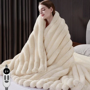 Heated Throw Blanket, Faux Fur Cozy Electric Blanket 62''*84'' | Heating Blanket with Overheat Protection, 1/2/3/4/5/6/7/8/9/10 Hours Auto-Off 6 Heat Levels, Machine Washable(Cream White) Heated Throw Blanket, Faux Fur Cozy Electric Blanket 62''*84'' | Heating Blanket with Overheat Protection, 1/2/3/4/5/6/7/8/9/10 Hours Auto-Off 6 Heat Levels, Machine Washable(Cream White)