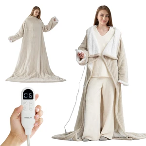 Wearable Heated Blanket with Foot Pocket & Sleeves, 50x71+18" Cream | Preheat Function, Sherpa Electric Robe Throw, Gifts for Women, 6 Heat/6 Timer (Up to 10H) Settings, 8H Auto Shut Off, ETL/FCC Wearable Heated Blanket with Foot Pocket & Sleeves, 50x71+18" Cream | Preheat Function, Sherpa Electric Robe Throw, Gifts for Women, 6 Heat/6 Timer (Up to 10H) Settings, 8H Auto Shut Off, ETL/FCC