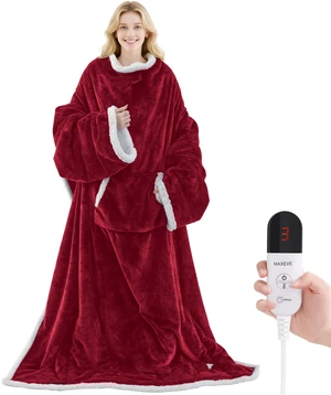 Heated Wearable Blanket with Foot Pocket & Sleeves Electric Snuggle | Heating Throw, 6 Levels & 4H Auto Shut Off, Machine Washable (Long, Wine) Heated Wearable Blanket with Foot Pocket & Sleeves Electric Snuggle | Heating Throw, 6 Levels & 4H Auto Shut Off, Machine Washable (Long, Wine)