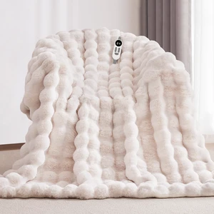 Heated Blanket Throw with 1/2/3/4/5/6/7/8/9/10 Hours Auto-Off 6 Heat Levels, 62" * 84" Cozy Faux Rabbit Fur Bubble Electric Blanket with Overheat Protection(White) Heated Blanket Throw with 1/2/3/4/5/6/7/8/9/10 Hours Auto-Off 6 Heat Levels, 62" * 84" Cozy Faux Rabbit Fur Bubble Electric Blanket with Overheat Protection(White)