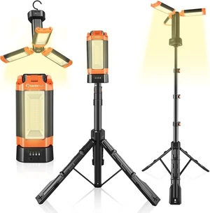 Camping Light with Stand, 6.1FT Rechargeable LED Work Light | 20000mAh, 800-3200LM, Detachable Tripod & 3300-6500K Dimmable Light for Camping, Outdoor Work & Emergency Camping Light with Stand, 6.1FT Rechargeable LED Work Light | 20000mAh, 800-3200LM, Detachable Tripod & 3300-6500K Dimmable Light for Camping, Outdoor Work & Emergency