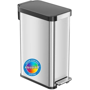 13.2 Gal / 50L Slim Step Pedal Kitchen Trash Can | Odor Filter | SoftStep Slim Indoor Recycling Garbage Bin | Soft Close Lid | Stainless Steel | Dent-Proof Lid | Home, Office, Work Business 13.2 Gal / 50L Slim Step Pedal Kitchen Trash Can | Odor Filter | SoftStep Slim Indoor Recycling Garbage Bin | Soft Close Lid | Stainless Steel | Dent-Proof Lid | Home, Office, Work Business