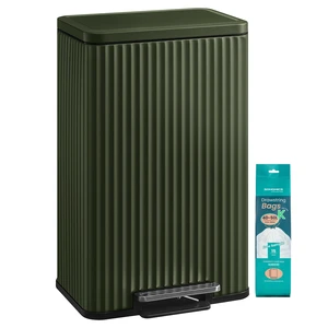 Trash Can, 13 Gallon (50 L), Stainless Steel, with Lid, Pedal | Garbage Can for Kitchen, with Soft Close, Removable Inner Bucket, 15 Trash Bags (Code K) Included, Green ULTB586CZ01 Trash Can, 13 Gallon (50 L), Stainless Steel, with Lid, Pedal | Garbage Can for Kitchen, with Soft Close, Removable Inner Bucket, 15 Trash Bags (Code K) Included, Green ULTB586CZ01