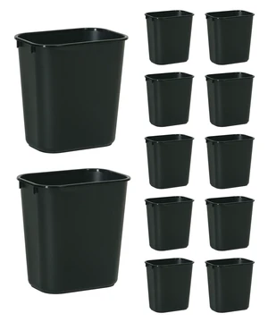 Deskside Wastebasket/Trash Can, 3.25-Gallon/13-Quart, Black, Plastic, for Bedroom/Bathroom/Office, Fits Under Desk/Sink/Cabinet, Pack of 12 Deskside Wastebasket/Trash Can, 3.25-Gallon/13-Quart, Black, Plastic, for Bedroom/Bathroom/Office, Fits Under Desk/Sink/Cabinet, Pack of 12