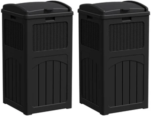 33 Gallon Outdoor Trash Can with Lid (2-Pack), Dark Black | Heavy Duty Resin Garbage Bin, Waterproof & UV Resistant for Patio, Garden, Deck, Yard 33 Gallon Outdoor Trash Can with Lid (2-Pack), Dark Black | Heavy Duty Resin Garbage Bin, Waterproof & UV Resistant for Patio, Garden, Deck, Yard