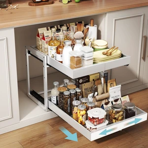2-Tier Expandable Pull Out Cabinet Organizer, Cabinet Drawers, 21"D | Cabinet Pull Out shelves, Adjustable Pantry Drawers, Slide Out Drawers for Kitchen Cabinets, Under Sink Organizer,Large White 2-Tier Expandable Pull Out Cabinet Organizer, Cabinet Drawers, 21"D | Cabinet Pull Out shelves, Adjustable Pantry Drawers, Slide Out Drawers for Kitchen Cabinets, Under Sink Organizer,Large White