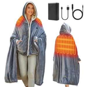 Wearable Heated Shawl Poncho Blanket,3 Heat Sets | Cordless Heated Throw Blanket,Battery Operated, Sherpa Lining Portable Electric Wrap Hoodie for Car,Indoor,Camping,Picnic Wearable Heated Shawl Poncho Blanket,3 Heat Sets | Cordless Heated Throw Blanket,Battery Operated, Sherpa Lining Portable Electric Wrap Hoodie for Car,Indoor,Camping,Picnic