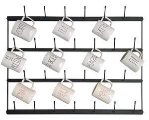 Mug Rack with Sturdy Steel Frame, Matte Black Finish, Removable Rubber Caps, Wall Mounted (Horizontal 34" x 23.5") Mug Rack with Sturdy Steel Frame, Matte Black Finish, Removable Rubber Caps, Wall Mounted (Horizontal 34" x 23.5")