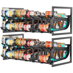Pantry Can Organizer - Auto-Rolling, Expandable, Holds 120 Cans | Stackable For Walk-in Deep Pantry Shelf, Adjustable Width for Food Cans, Sturdy Metal Frame, Easy Access & Restocking, Black Pantry Can Organizer - Auto-Rolling, Expandable, Holds 120 Cans | Stackable For Walk-in Deep Pantry Shelf, Adjustable Width for Food Cans, Sturdy Metal Frame, Easy Access & Restocking, Black