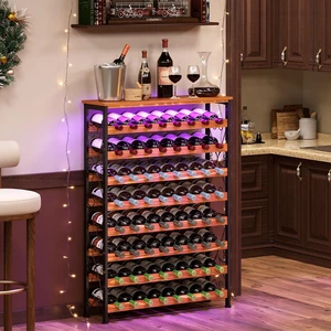 64 Bottles Wine Rack Freestanding Floor with 2 in 1 LED Light, Wine Bottle Rack Wine Holder Wine Storage Shelf for Kitchen Bar Pantry, Tall Wine Cabinet Stand Display 31.85''L X 10.6''W X 47.95''H 64 Bottles Wine Rack Freestanding Floor with 2 in 1 LED Light, Wine Bottle Rack Wine Holder Wine Storage Shelf for Kitchen Bar Pantry, Tall Wine Cabinet Stand Display 31.85''L X 10.6''W X 47.95''H