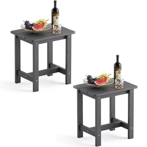 Outdoor Side Table Set of 2, HDPS Small Outdoor Table, Adirondack Side Table, Outside End Table for Patio, Deck, Pool, Weather Resistant/Easy Maintenance, Dark Gray Outdoor Side Table Set of 2, HDPS Small Outdoor Table, Adirondack Side Table, Outside End Table for Patio, Deck, Pool, Weather Resistant/Easy Maintenance, Dark Gray
