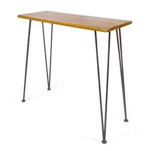 Denali Ouotdoor Industrial Acacia Wood Bar Table with Iron Frame, Teak Finish / Rustic Metal Denali Ouotdoor Industrial Acacia Wood Bar Table with Iron Frame, Teak Finish / Rustic Metal