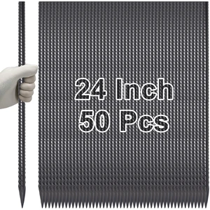 Straight Rebar Stakes 24 Inch Ground Concrete Form Stakes Heavy Duty | 3/8 Inch Thickness Metal Steel Spikes, Chisel Point End Anchors for Plant Support, Garden Border, Landscape Edging 50-Pack Straight Rebar Stakes 24 Inch Ground Concrete Form Stakes Heavy Duty | 3/8 Inch Thickness Metal Steel Spikes, Chisel Point End Anchors for Plant Support, Garden Border, Landscape Edging 50-Pack