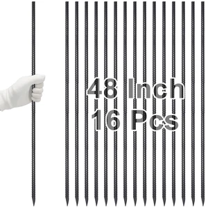 Straight Rebar Stakes 48 Inch Ground Concrete Form Stakes Heavy Duty | 3/8 Inch Thickness Metal Steel Spikes, Chisel Point End Anchors for Plant Support, Garden Border, Landscape Edging 16-Pack Straight Rebar Stakes 48 Inch Ground Concrete Form Stakes Heavy Duty | 3/8 Inch Thickness Metal Steel Spikes, Chisel Point End Anchors for Plant Support, Garden Border, Landscape Edging 16-Pack