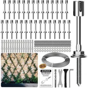 Wire Trellis Kit, 30-Set 5/64(2mm) Crosshead Kit with 150ft Cable | T316 Marine Grade Stainless Steel, Wall-Mounted Cable Trellis for Climbing Plants Outdoor, Garden Fence Espalier System Wire Trellis Kit, 30-Set 5/64(2mm) Crosshead Kit with 150ft Cable | T316 Marine Grade Stainless Steel, Wall-Mounted Cable Trellis for Climbing Plants Outdoor, Garden Fence Espalier System