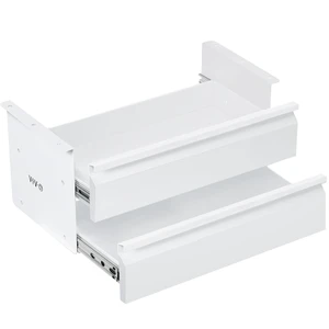 White 16 in Slide Out Dual Tier Desk Drawer, DESK-DR02W | Under Desk 2-Layer Storage, Workstation Organizer, Smooth Glide, 2-Drawer Design, Holds 22 lbs White 16 in Slide Out Dual Tier Desk Drawer, DESK-DR02W | Under Desk 2-Layer Storage, Workstation Organizer, Smooth Glide, 2-Drawer Design, Holds 22 lbs