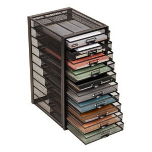 10-Drawer Desk Organizer for Office Supplies, Crafts, Mail Sorting & More, Metal Mesh, Black 10-Drawer Desk Organizer for Office Supplies, Crafts, Mail Sorting & More, Metal Mesh, Black