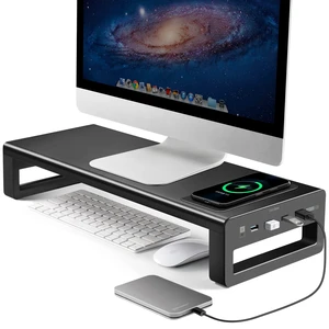 Wireless Charging and USB 3.0 Monitor Stand, Monitor Riser for Desk with Storage, Single Shelf Holder Raiser Organizer for Computer iMac Laptop PC Screen, Heavy Duty Gift Gaming Studio Office Wireless Charging and USB 3.0 Monitor Stand, Monitor Riser for Desk with Storage, Single Shelf Holder Raiser Organizer for Computer iMac Laptop PC Screen, Heavy Duty Gift Gaming Studio Office