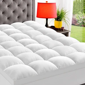 King Mattress Topper, Extra Thick Pillow Top Mattress Pad Cover | Plush soft breathable bed topper for back pain relief, with elastic deep pocket and overfilled down alternative filling King Mattress Topper, Extra Thick Pillow Top Mattress Pad Cover | Plush soft breathable bed topper for back pain relief, with elastic deep pocket and overfilled down alternative filling
