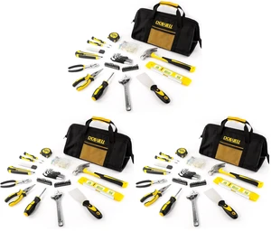 146PCS Homeowner Tool Set, Household Repairing Tool Kit with 14-Inch Wide Mouth Open Storage Tool Bag (Pack of 3) 146PCS Homeowner Tool Set, Household Repairing Tool Kit with 14-Inch Wide Mouth Open Storage Tool Bag (Pack of 3)