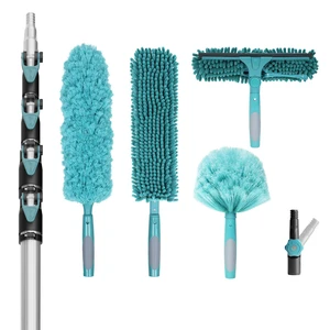 30 Foot High Reach Duster Kit with 6-24FT Extension Pole High Ceiling Dusting and Window Cleaning Kit with Telescopic Pole Window Washer&Squeegee,Cobweb Duster,Fan Duster and Feather Duster 30 Foot High Reach Duster Kit with 6-24FT Extension Pole High Ceiling Dusting and Window Cleaning Kit with Telescopic Pole Window Washer&Squeegee,Cobweb Duster,Fan Duster and Feather Duster