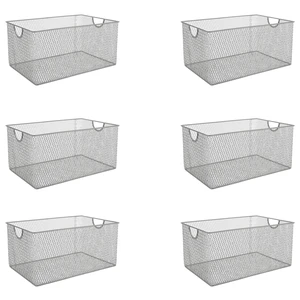 Kitchen Pantry Organizer Mesh Wire Storage Basket for Shelves, Pantry, and Cabinets, Multipurpose Steel Wire Basket for Organizing Office, Household, 13.25 x 8.5 x 6.5 in, Pack of 6 Kitchen Pantry Organizer Mesh Wire Storage Basket for Shelves, Pantry, and Cabinets, Multipurpose Steel Wire Basket for Organizing Office, Household, 13.25 x 8.5 x 6.5 in, Pack of 6