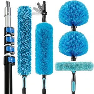 30 Foot High Ceiling Fan, Cobweb Duster with 6-24ft Extension Pole | Extendable, Reusable Feather, Window Cleaning Squeegee Kit 30 Foot High Ceiling Fan, Cobweb Duster with 6-24ft Extension Pole | Extendable, Reusable Feather, Window Cleaning Squeegee Kit