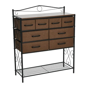 Walnut Iron 8-Drawer Sideboard with Mid-Century Detailing Walnut Iron 8-Drawer Sideboard with Mid-Century Detailing