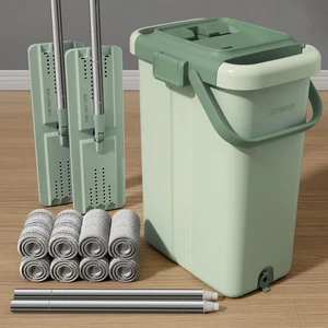 Flat Mop System, Microfiber Mop and Bucket Set, Green, Household & Commercial Floor Cleaning Mop, Includes 2 Mops and 8 Large Microfiber Pads Flat Mop System, Microfiber Mop and Bucket Set, Green, Household & Commercial Floor Cleaning Mop, Includes 2 Mops and 8 Large Microfiber Pads
