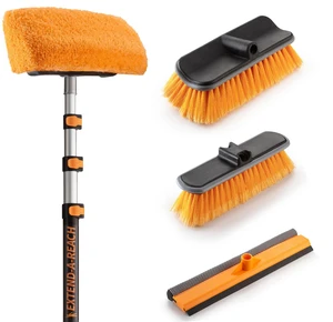 20 Foot Exterior House Cleaning Brush Set with 4-12 ft Extension Pole | Vinyl Siding Brushes with Telescopic Extendable Pole & Window Cleaning Squeegee // The Ultimate Extension Scrub Brush Set 20 Foot Exterior House Cleaning Brush Set with 4-12 ft Extension Pole | Vinyl Siding Brushes with Telescopic Extendable Pole & Window Cleaning Squeegee // The Ultimate Extension Scrub Brush Set