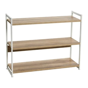 Jamestown Wide 3 Shelf Open Storage Bookshelf Coastal Oak Rustic Wood Grain and White Metal Jamestown Wide 3 Shelf Open Storage Bookshelf Coastal Oak Rustic Wood Grain and White Metal