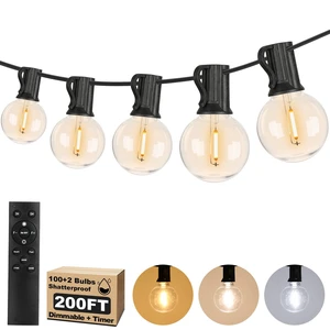 200FT LED Outdoor String Lights with Dimmable 3 Color Lights with Remote | String Light for Outside, G40 Globe Waterproof Patio Lights with 100 Shatterproof Bulbs for Party Backyard BBQ House Camping 200FT LED Outdoor String Lights with Dimmable 3 Color Lights with Remote | String Light for Outside, G40 Globe Waterproof Patio Lights with 100 Shatterproof Bulbs for Party Backyard BBQ House Camping