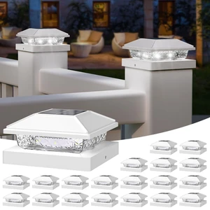 Solar Post Cap Lights,4x4 Post Solar Light,Cool White,20 Pack White | Fence Post Solar Lights for 4x4 Post Caps Wood Vinyl &5x5 Vinyl Post,IP64 Waterproof Solar Post Lights Outdoor for Deck Solar Post Cap Lights,4x4 Post Solar Light,Cool White,20 Pack White | Fence Post Solar Lights for 4x4 Post Caps Wood Vinyl &5x5 Vinyl Post,IP64 Waterproof Solar Post Lights Outdoor for Deck