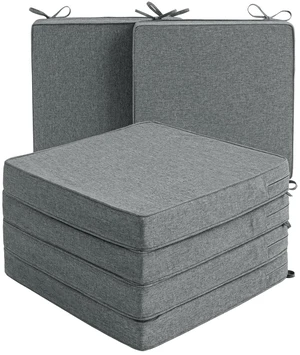 Outdoor Chair Cushions, Set of 6, 19 x 19 Inch, Dark Grey | Water Resistant, Fade Resistant, Patio Furniture Square Seat Replacement, Removable Cover with Ties, Non-Slip Bottom Outdoor Chair Cushions, Set of 6, 19 x 19 Inch, Dark Grey | Water Resistant, Fade Resistant, Patio Furniture Square Seat Replacement, Removable Cover with Ties, Non-Slip Bottom