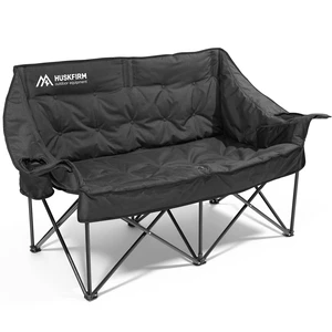 Oversized Double Camping Chair, Support 800LBS, Black | Heavy Duty 2 Person Camping Chair, Padded Camping Couch with Cup Holders Oversized Double Camping Chair, Support 800LBS, Black | Heavy Duty 2 Person Camping Chair, Padded Camping Couch with Cup Holders