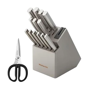 Gourmet Knife Block Set with Built-in Sharpener, 15-Piece, Stainless Steel Gourmet Knife Block Set with Built-in Sharpener, 15-Piece, Stainless Steel