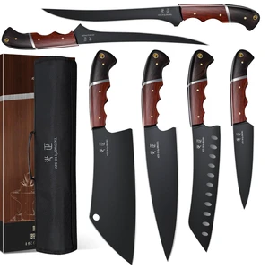 Kitchen Knife Set with Bag - 6 PCS Chef Knife Set with Wooden Handle | Japanese ATS-34 Steel, Full Tang, Ergonomic Walnut Handle, Precision Cutting, Gift Box Kitchen Knife Set with Bag - 6 PCS Chef Knife Set with Wooden Handle | Japanese ATS-34 Steel, Full Tang, Ergonomic Walnut Handle, Precision Cutting, Gift Box